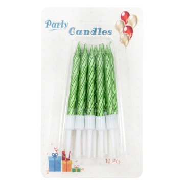 Set of green candles 61679, packing 10 pcs.