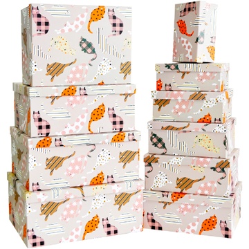 Decorative cardboard gift box 11102355, set 10pcs.